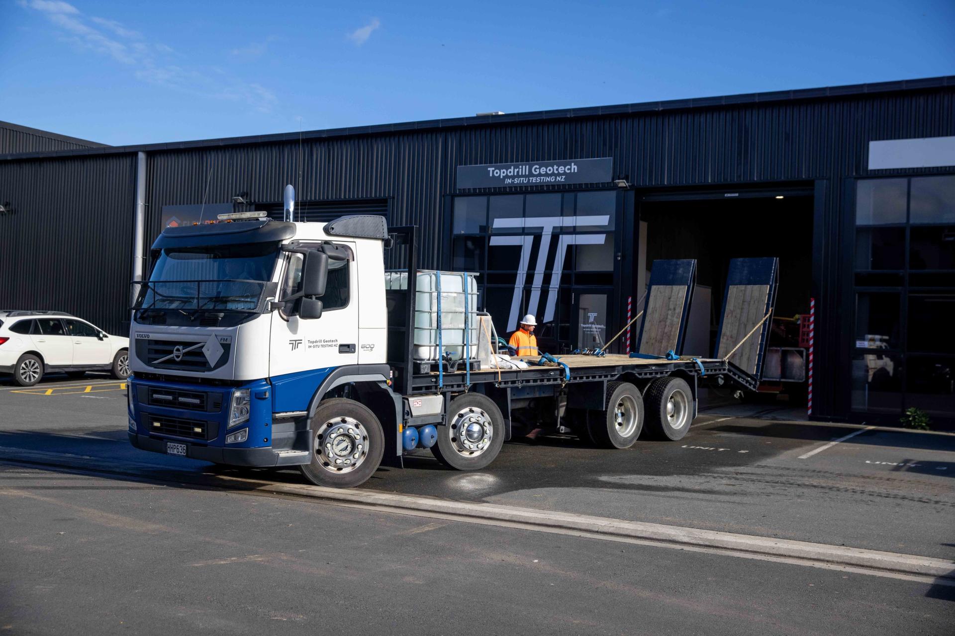 Truck parked outside Topdrill workshop