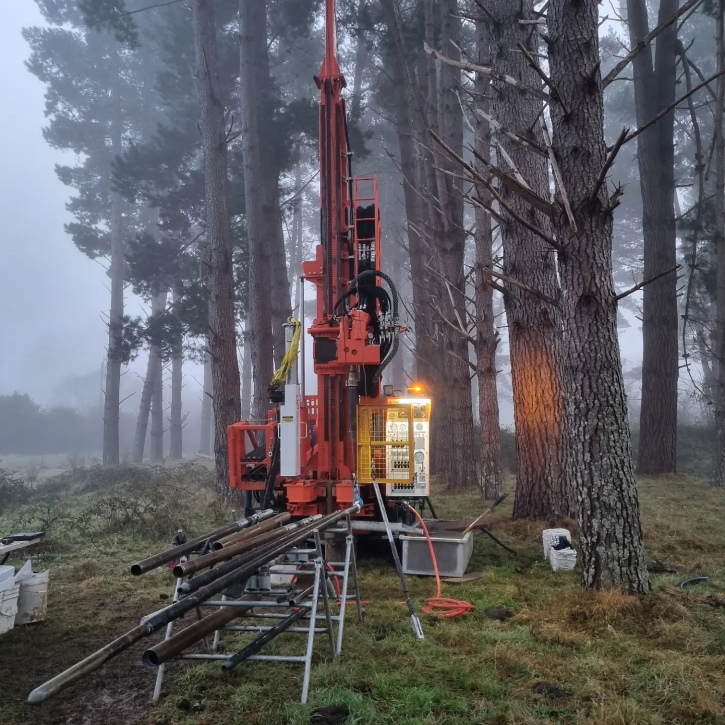 Borehole Drilling Machine at work in forest